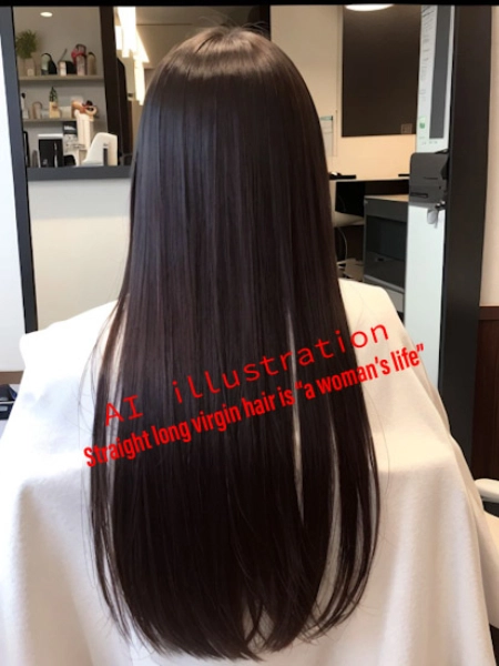 ストレートロングのバージンヘアな後ろ髪（単発画像）
