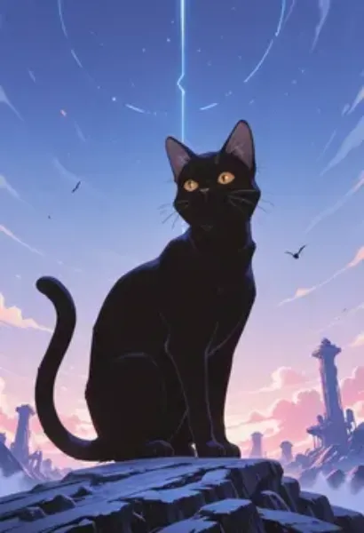 星降る遺跡の黒猫守護者