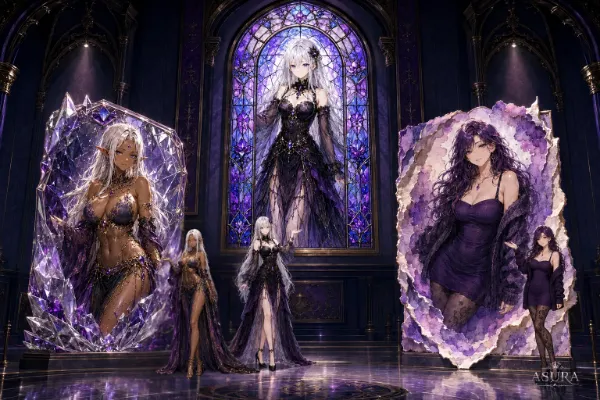 紫の聖堂に集う銀髪の美姫たち