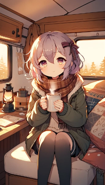 車中泊で飲むココア