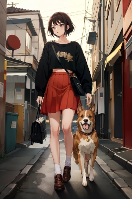 少女と犬