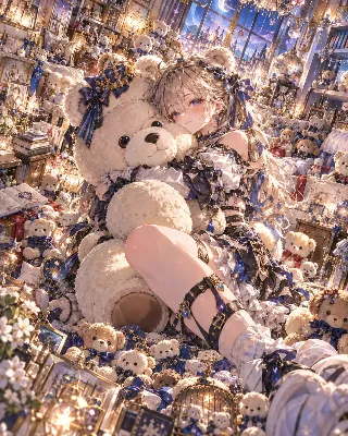 月夜のテディベアに抱かれて