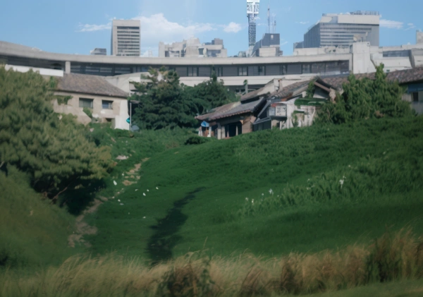 駅東側から見る駅西側のビル群