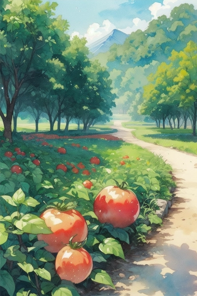 トマト畑の巨大トマト