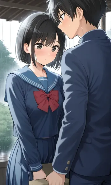 雨の校舎で囁く恋