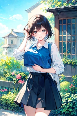 何かを運んでいる女の子