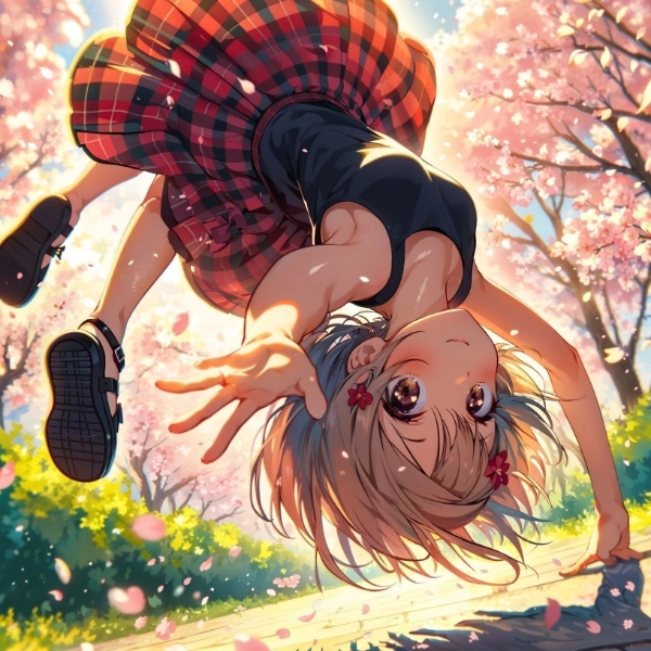 桜下舞う君の微笑み