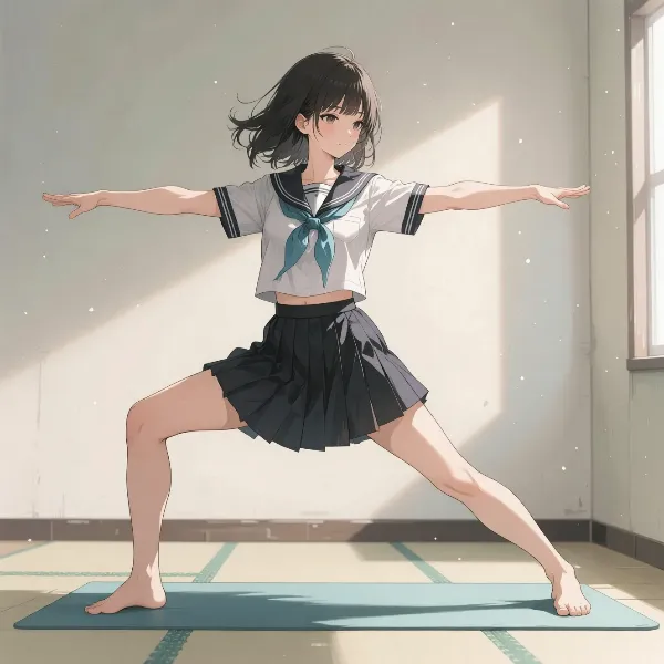 朝の光に包まれて 少女のヨガタイム