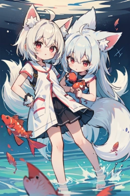 水と金魚と遊ぶ
