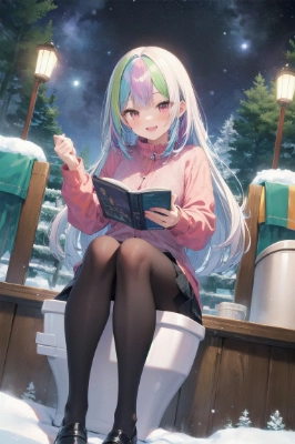 野外トイレで読書