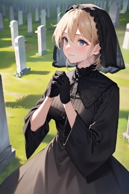 喪服な金髪さん