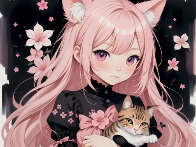 cat and girl