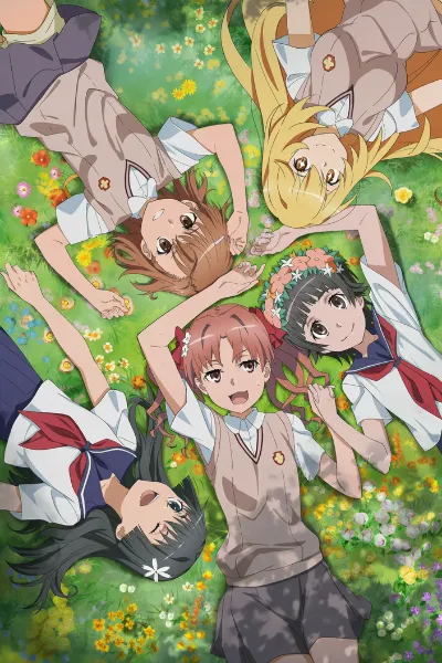 花畑で仰向けになっている可愛い超電磁砲の5人🌼