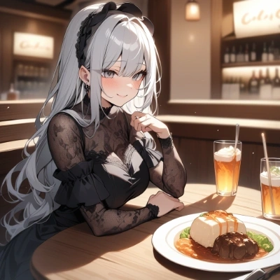銀髪ロングゴスロリお嬢様(big tits1.0)