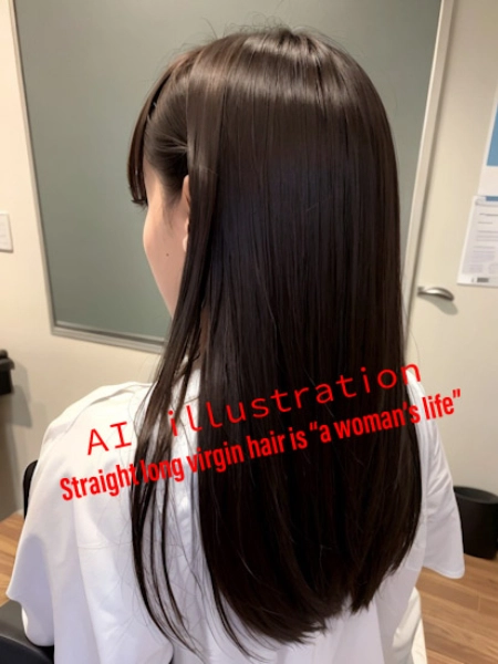 ストレートロングのバージンヘアな後ろ姿