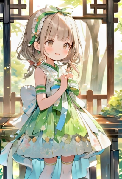 緑のワンピース少女