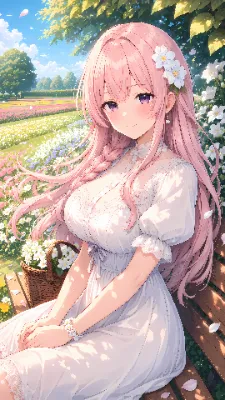花を編みこむ三つ編み