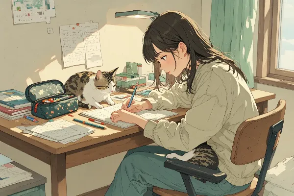 猫と少女の秘密の勉強時間