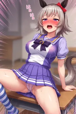 汗をかくセーラー服の女の子