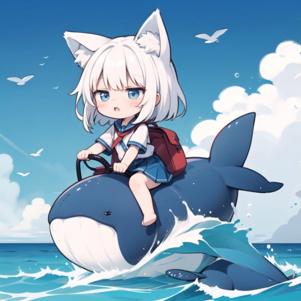 くじらに乗った少女