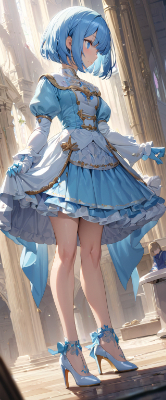 魅力的なドレス姿の青髪さん