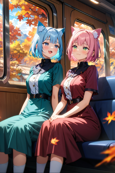 列車で旅をするアイドルねこユニット