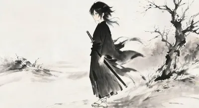 墨絵風素浪人絵