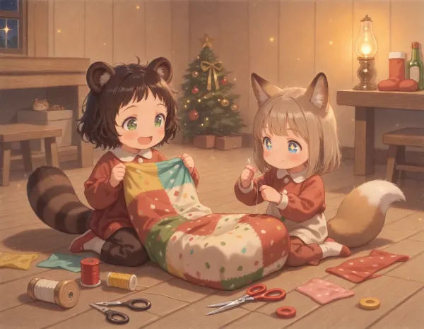 コン子とポン子・クリスマスの準備