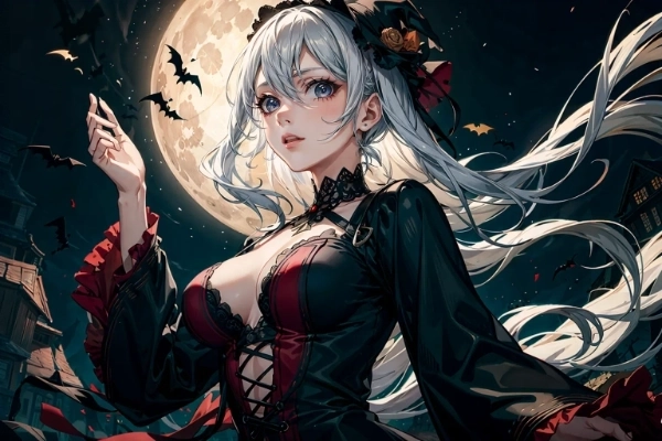 夜に映える少女