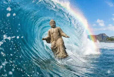 【定規】三角定規サーフィンを楽しむ大仏