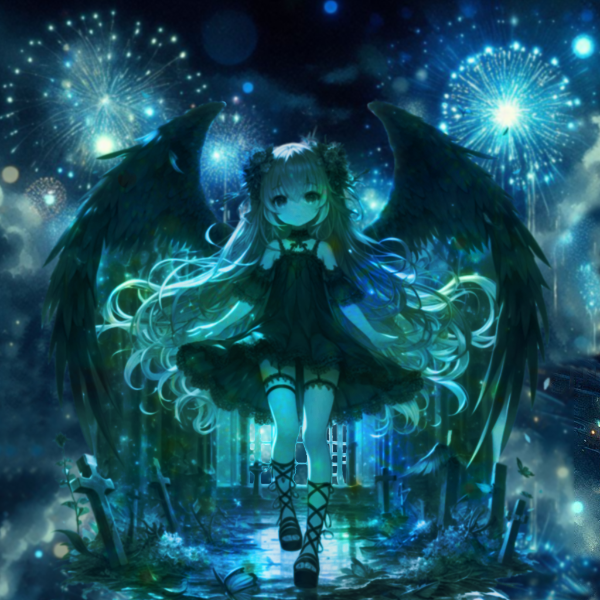 魔界の花火に照らされて