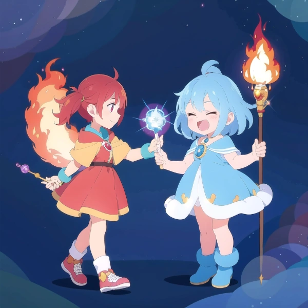 OPAL火と氷の魔女っ子(ちちぷい生成機能)