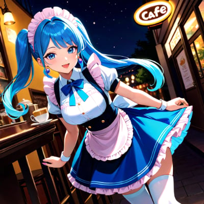 夜のカフェ