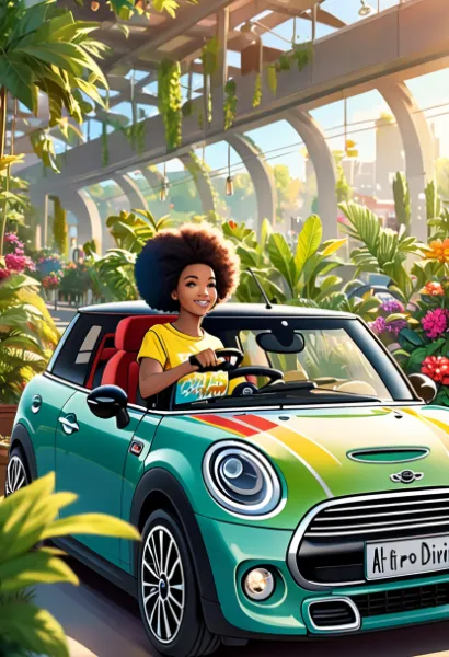 アフロとミニクーパー