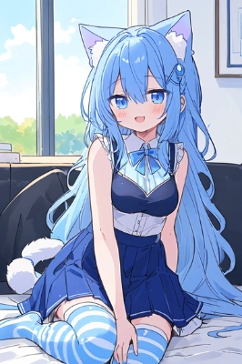 ソファーに座る猫耳少女