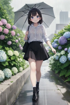 帰りは雨