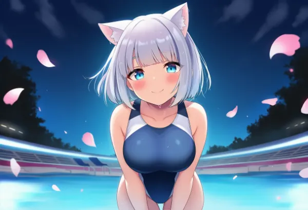 猫耳さんとナイトプール