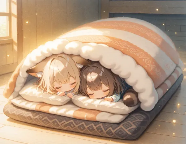 コン子とポン子・冬の朝