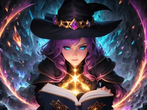 禁断の書を開く魔女