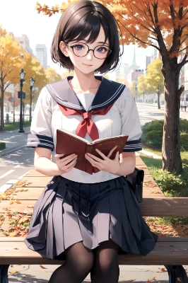 glasses sailor uniform reading
