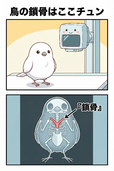 鳥の鎖骨はここだチュン