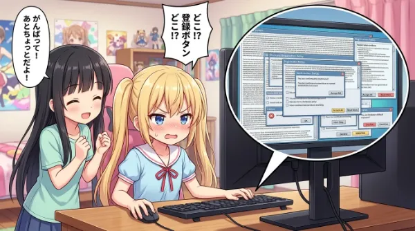 登録ボタンが押せないゲーム
