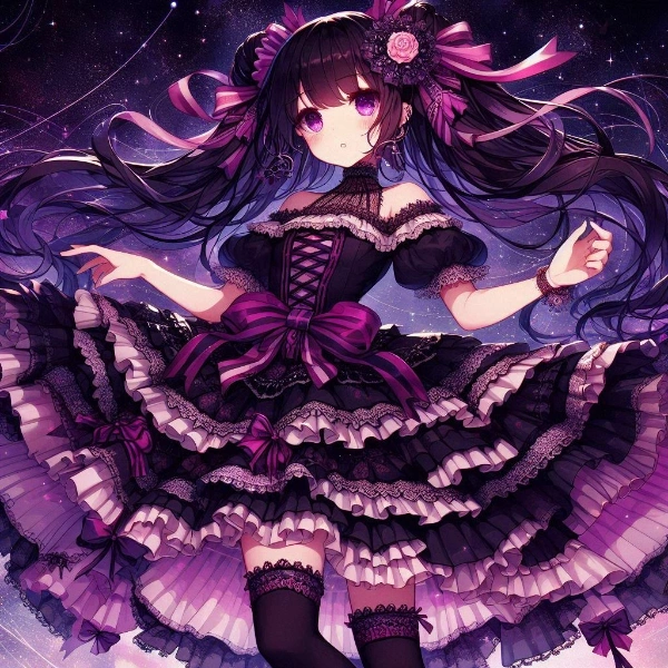 黒ゴスでロングスカートな、黒髪ツインテール少女★その1(18枚)