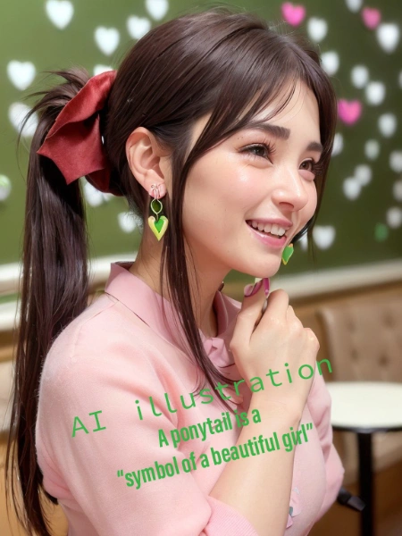 笑顔のポニーテール美少女