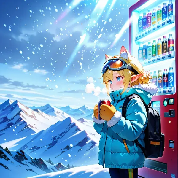 ６枚）雪山と自販機コーヒー