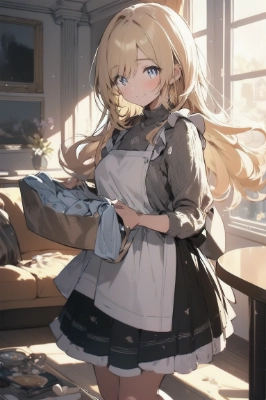 リビングで家事に勤しむ金色の髪の少女