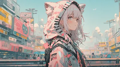 猫耳少女のネオン街散策