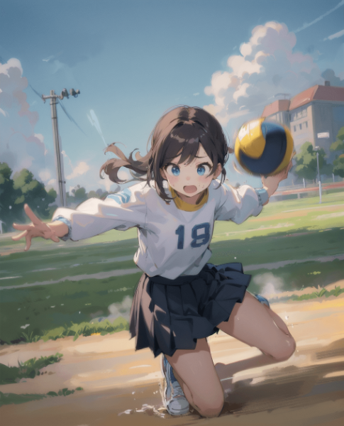 私服の女の子とドッジボール！