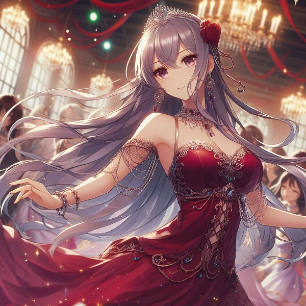 ワインレッドのドレス