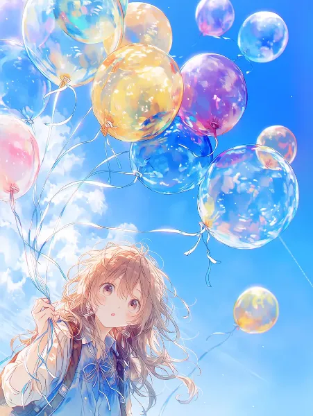 虹色風船と少女の夢飛行。